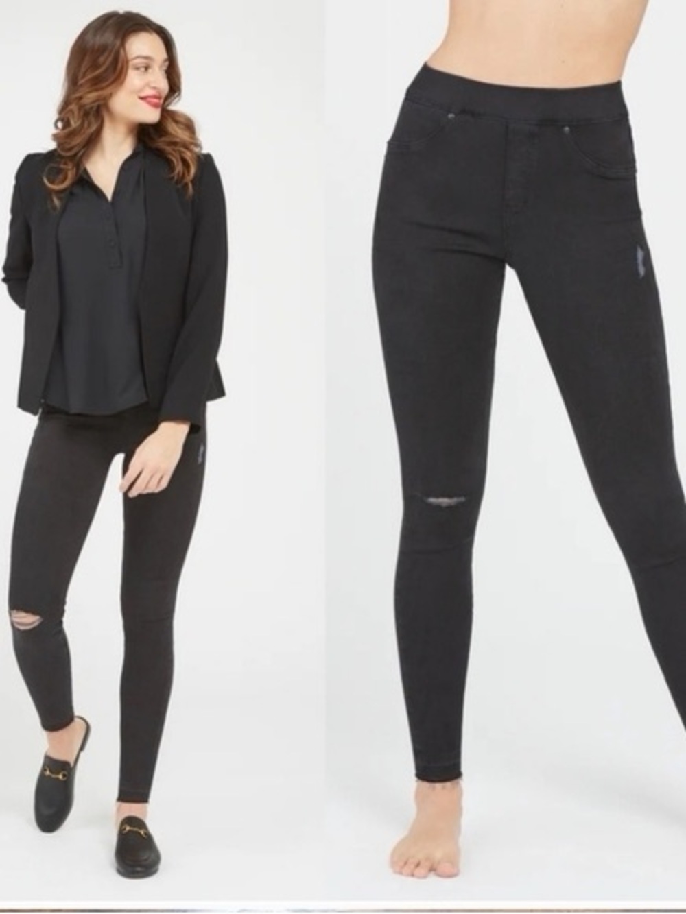 SPANX Vintage Distressed Skinny Ankle Jeans – High Rise Raw Hem– Size Small